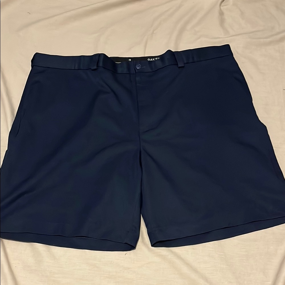 OAK HILL Men’s Navy Blue Flat Front Shorts Structured Design